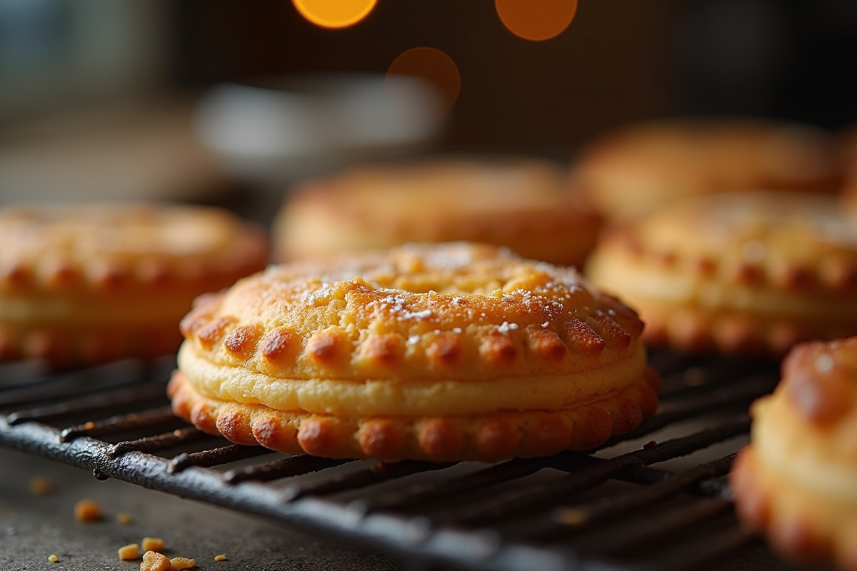 Gâteau dacquoise raté sur grille de refroidissement avec texture irrégulière