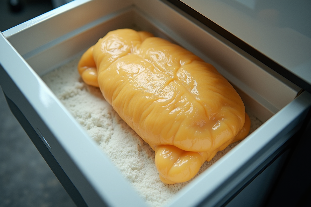 Foie gras congelé dans le congélateur