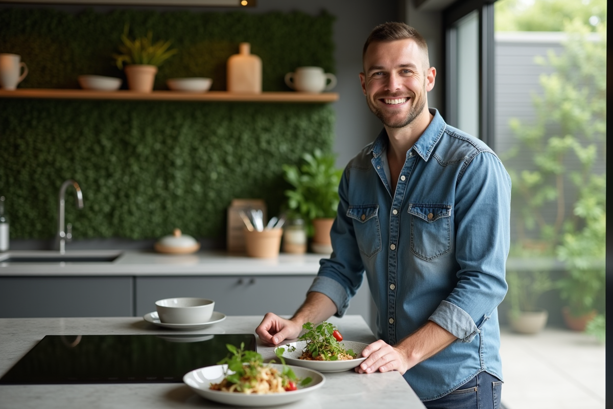 Jeune homme souriant près d