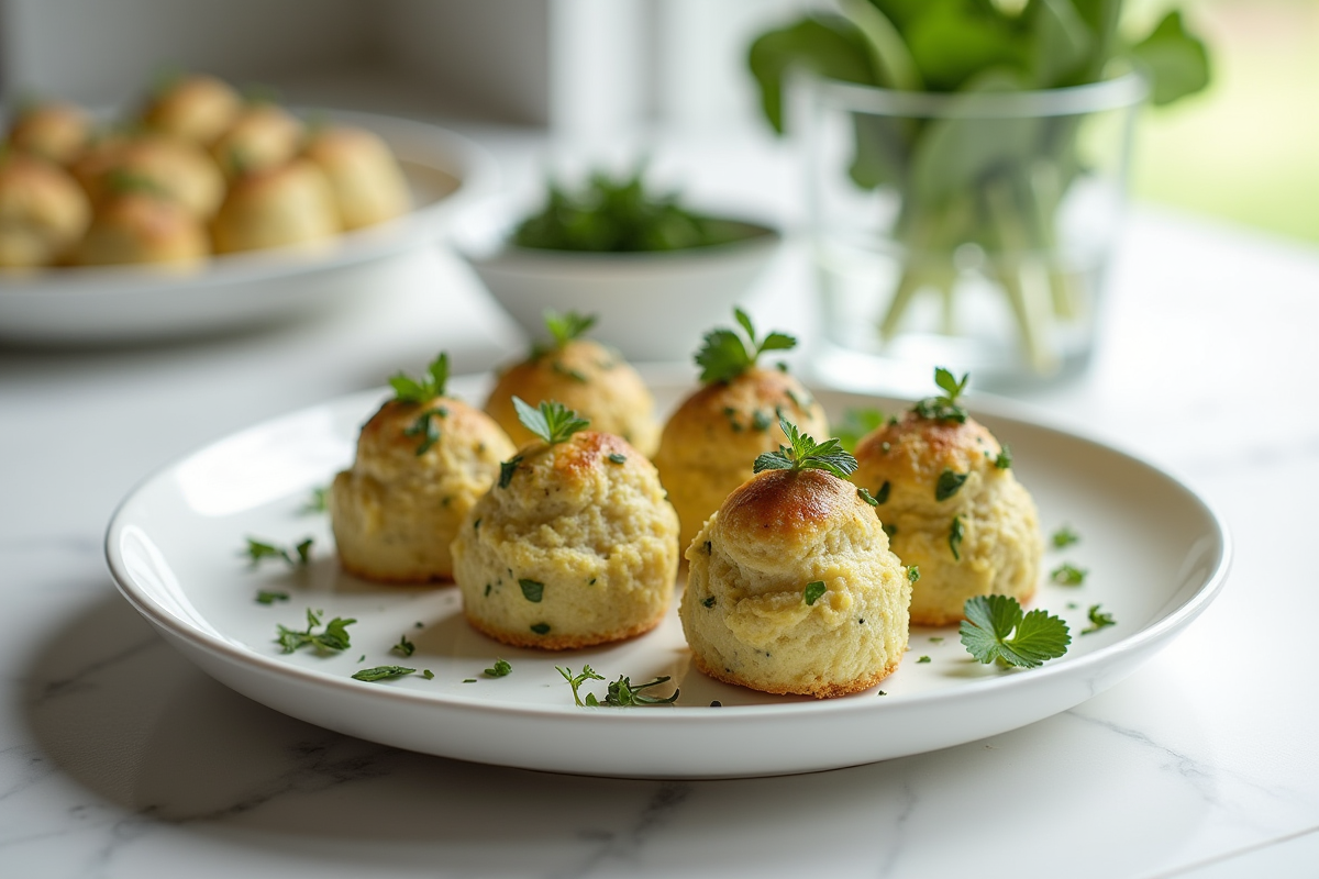 Mini pains de courgette et feta avec herbes fraîches
