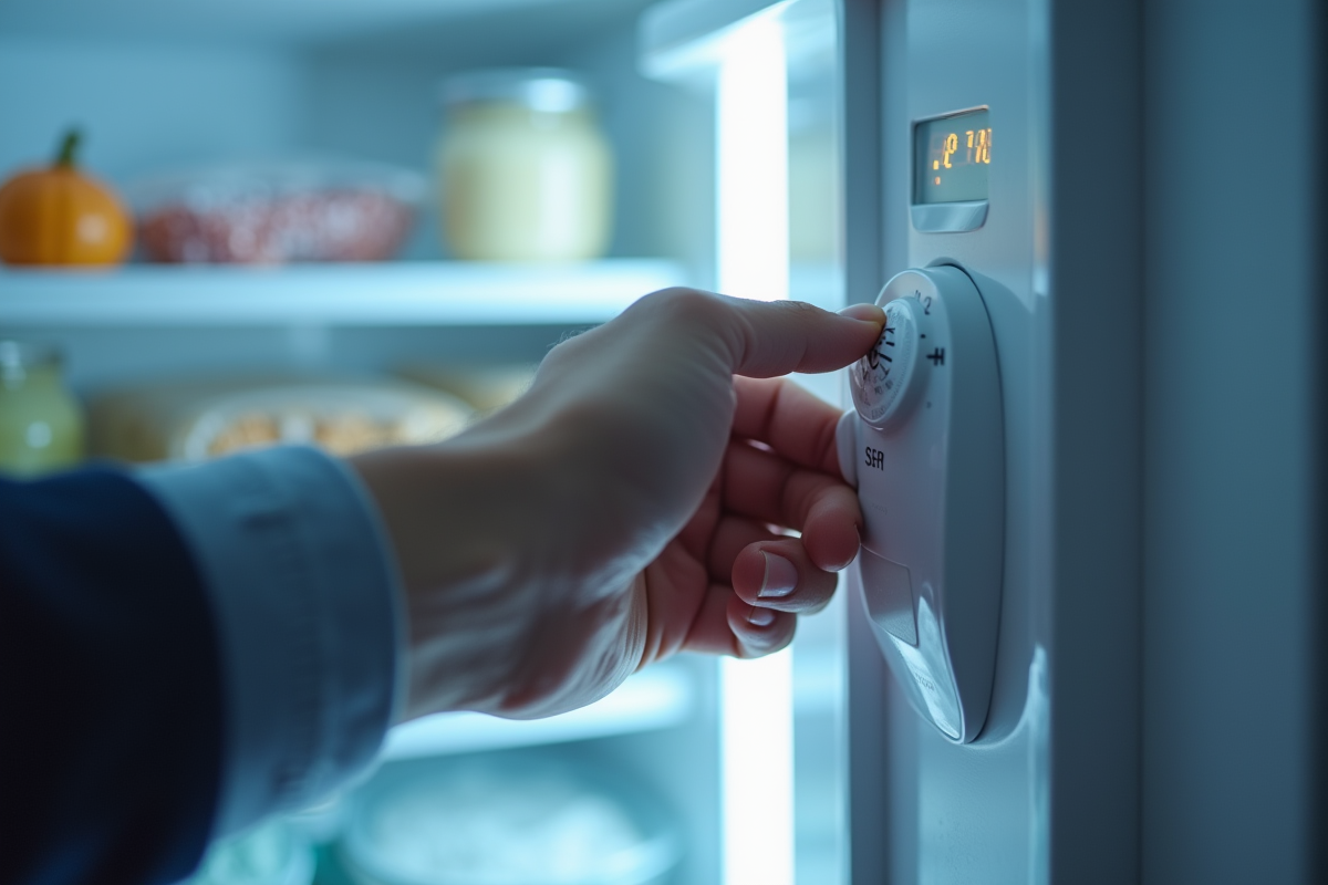 Main ajustant le thermostat d