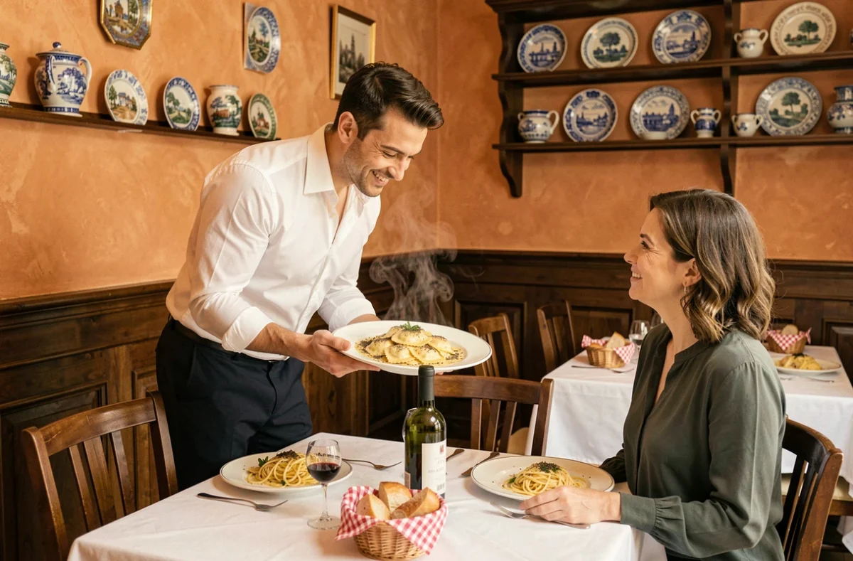 Salle du restaurant Canova à Toulon avec ambiance italienne revisitée et plats de pâtes artisanales
